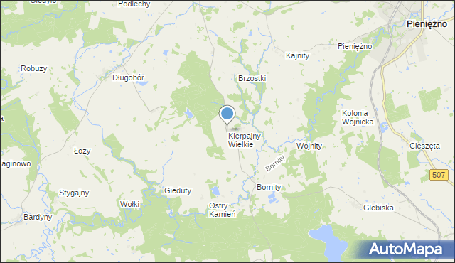 mapa Kierpajny Wielkie, Kierpajny Wielkie na mapie Targeo